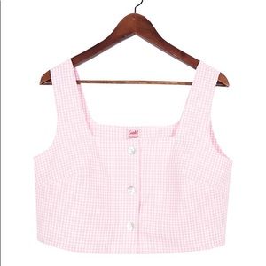 Lisa Says Gah Rosa Tank Size M Light Pink Checker